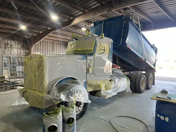 Truck undergoing repair work
