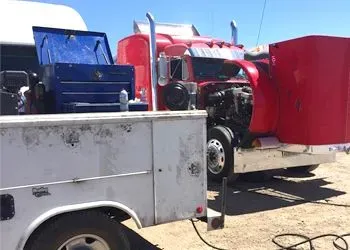 a truck with a hood open