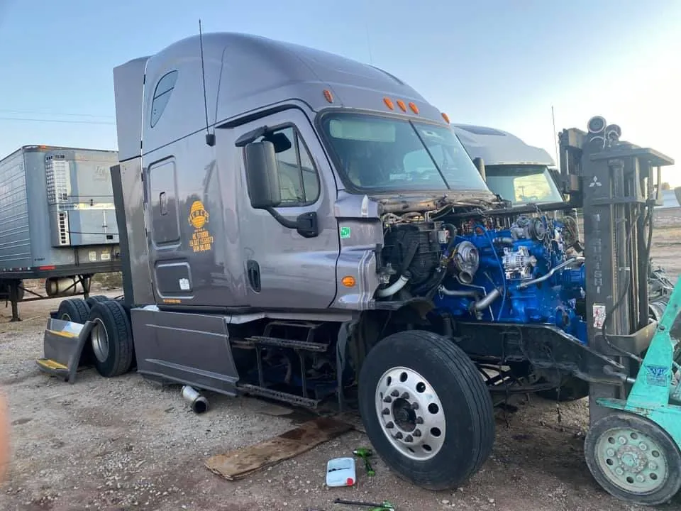a truck with the engine removed