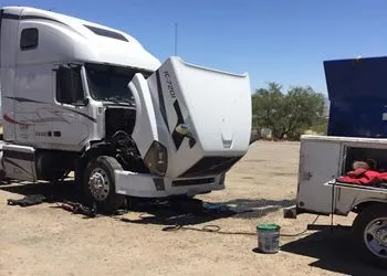 a truck with the hood open