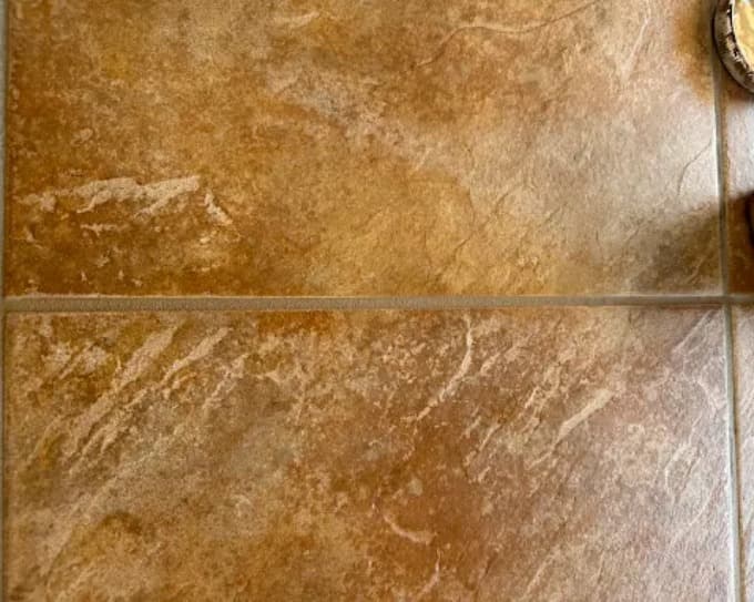 Close-up of clean travertine tile after professional cleaning