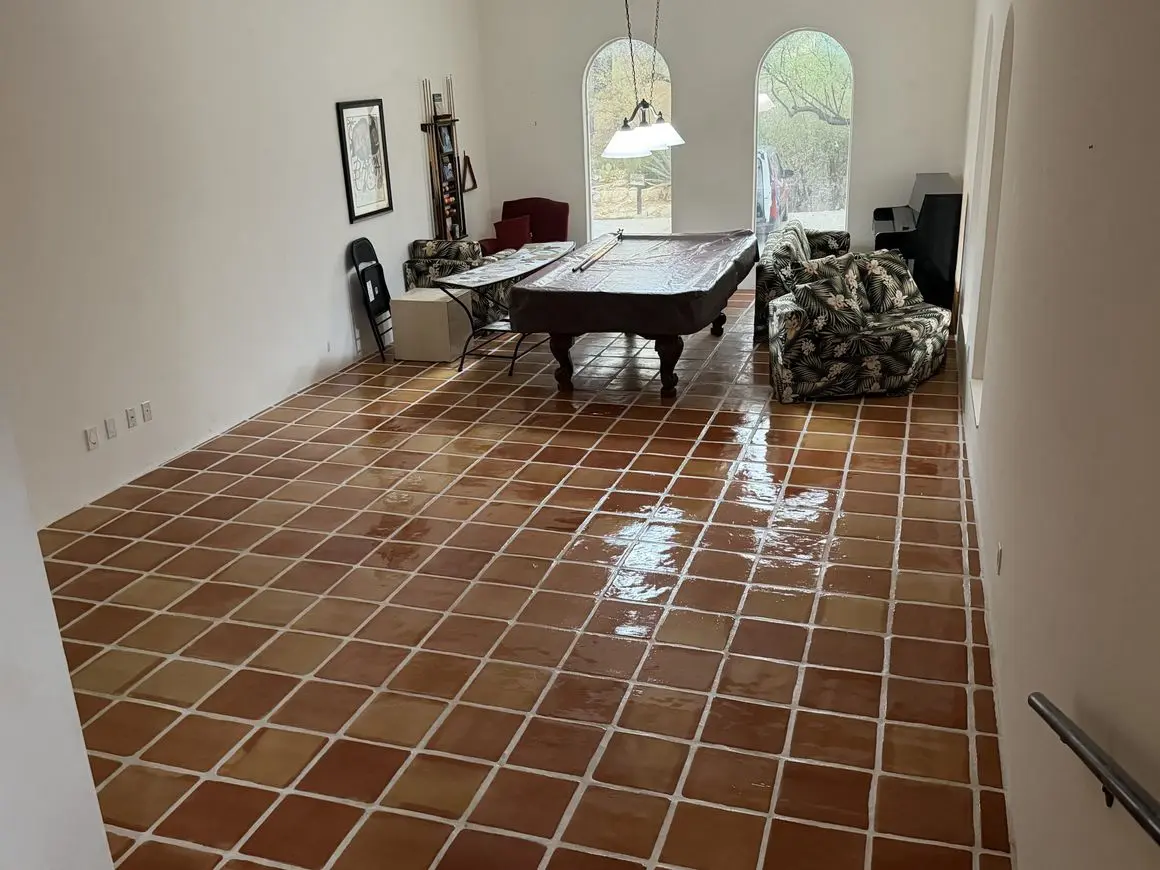 indoor saltillo tile cleaning restoration scaled