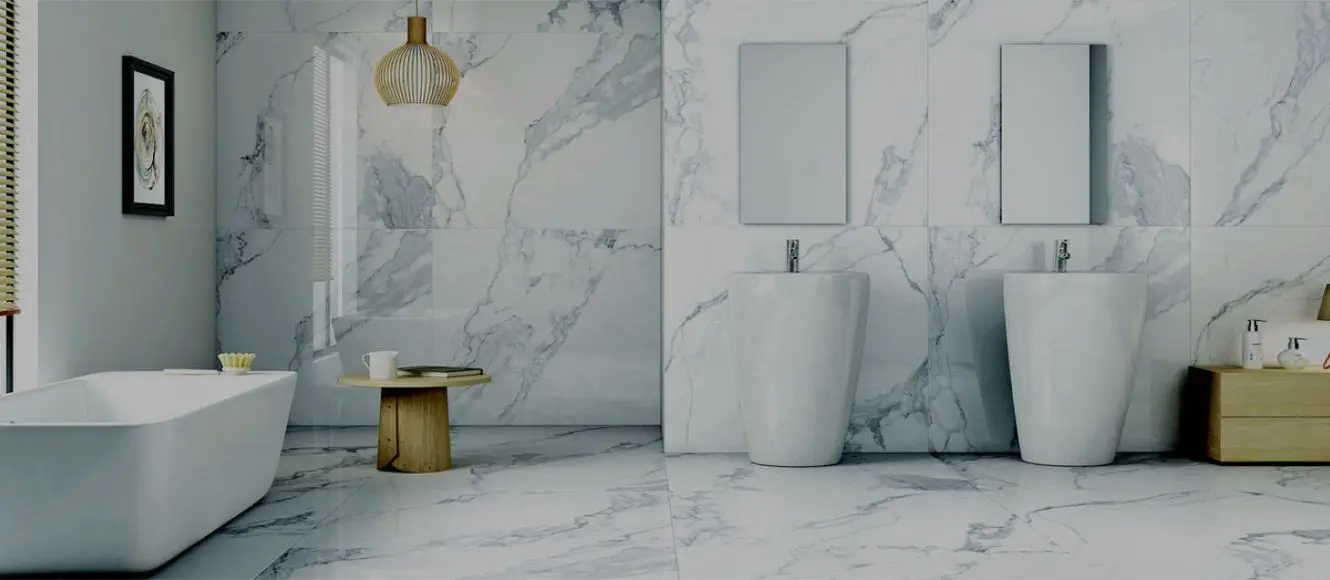 Marble tile bathroom with grouting from Tucson Tile and Grout