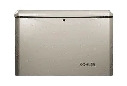 Kohler-Generator-1024x697-1-removebg-preview Kohler home standby generator in a bisque enclosure shown against a white background