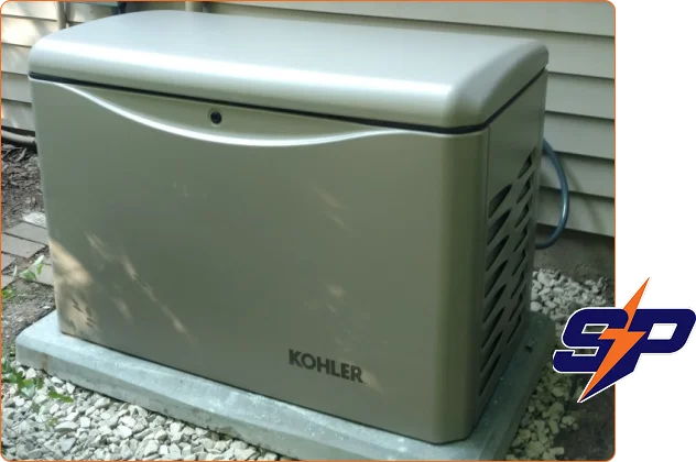 Trusted Generator Installation Services (Mobile) Green Kohler standby generator installed beside a house, mobile banner