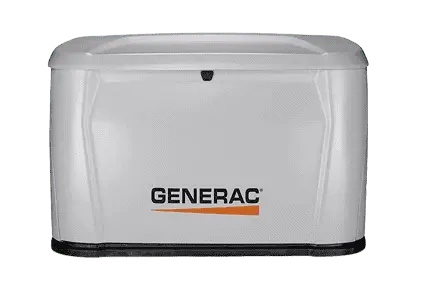 Kohler home standby generator in a bisque enclosure shown against a white background