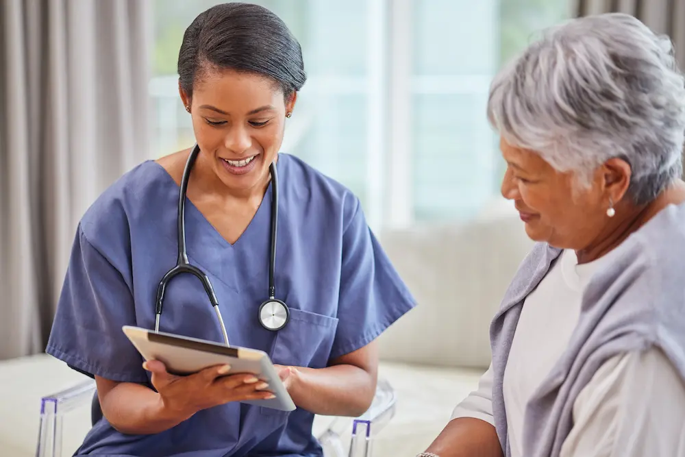 Doctor smiling with patient