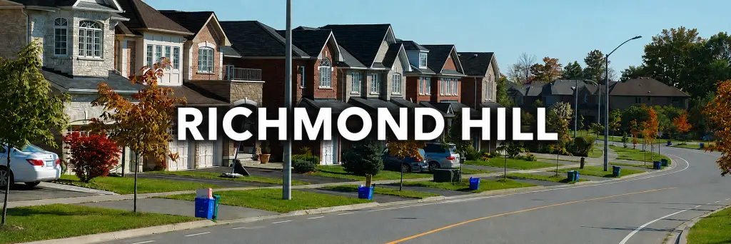 Richmond Hill street with modern houses and autumn trees Takeoff-Moving Toronto