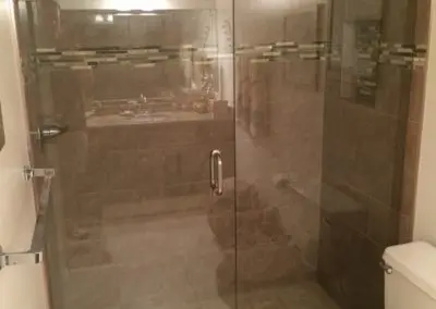 standing shower with new tile