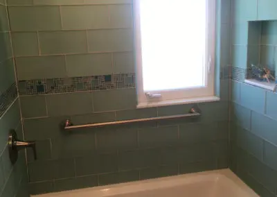 green shower tile