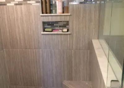 gray shower tile