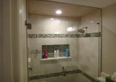 shower with backsplash