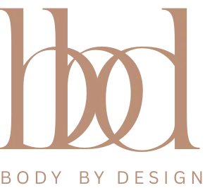 "Body By Design logo featuring intertwined letters 'b', 'b', and 'd' in a modern, elegant font. Represents a brand focused on fitness and wellness."