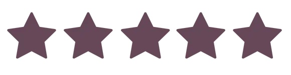 Five purple stars in a row, representing a perfect rating. This visual highlights excellence in reviews or customer satisfaction.
