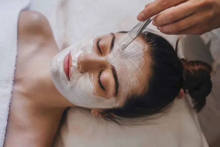 woman getting a facial