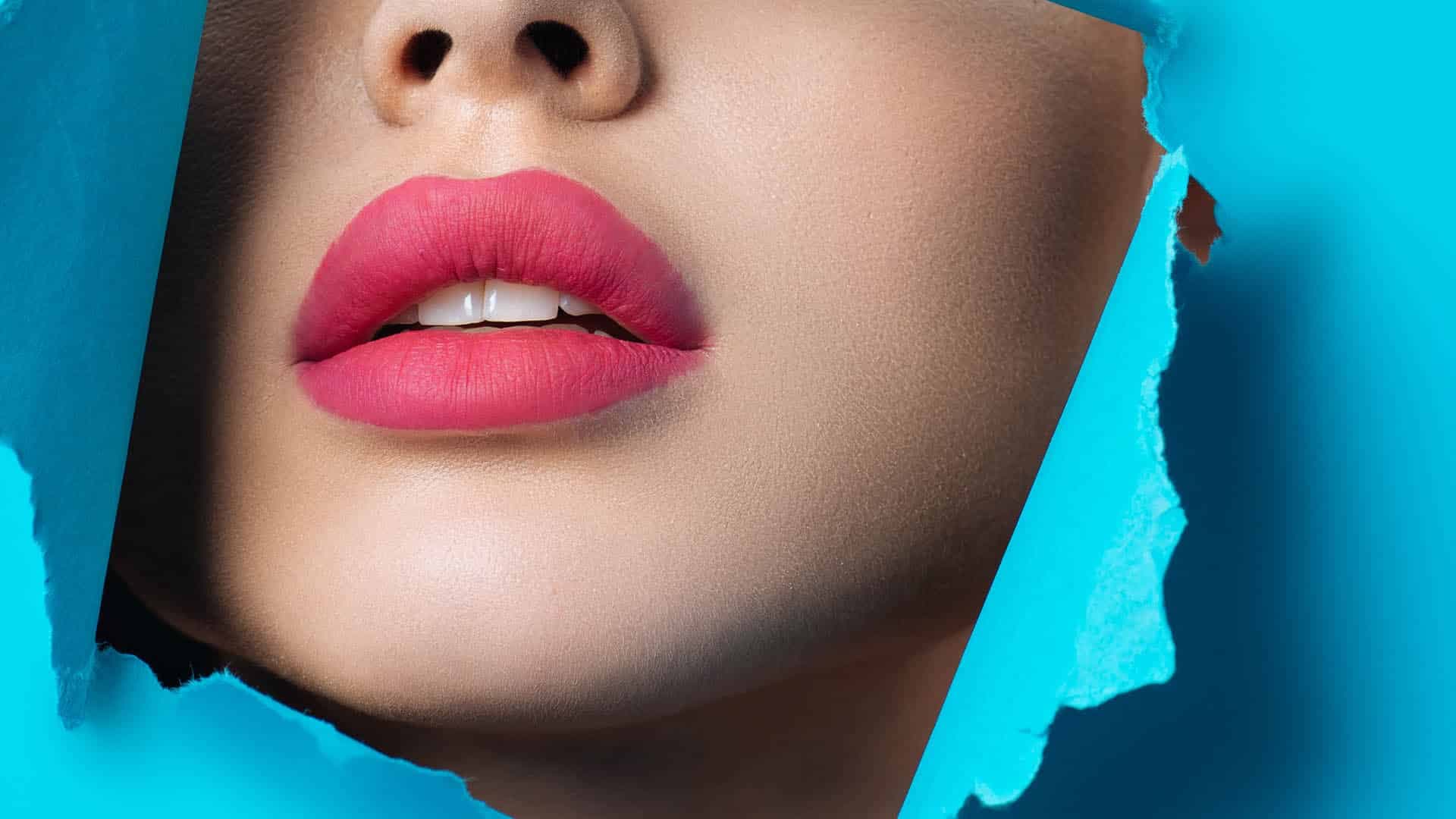 A picture of a woman's pink lips