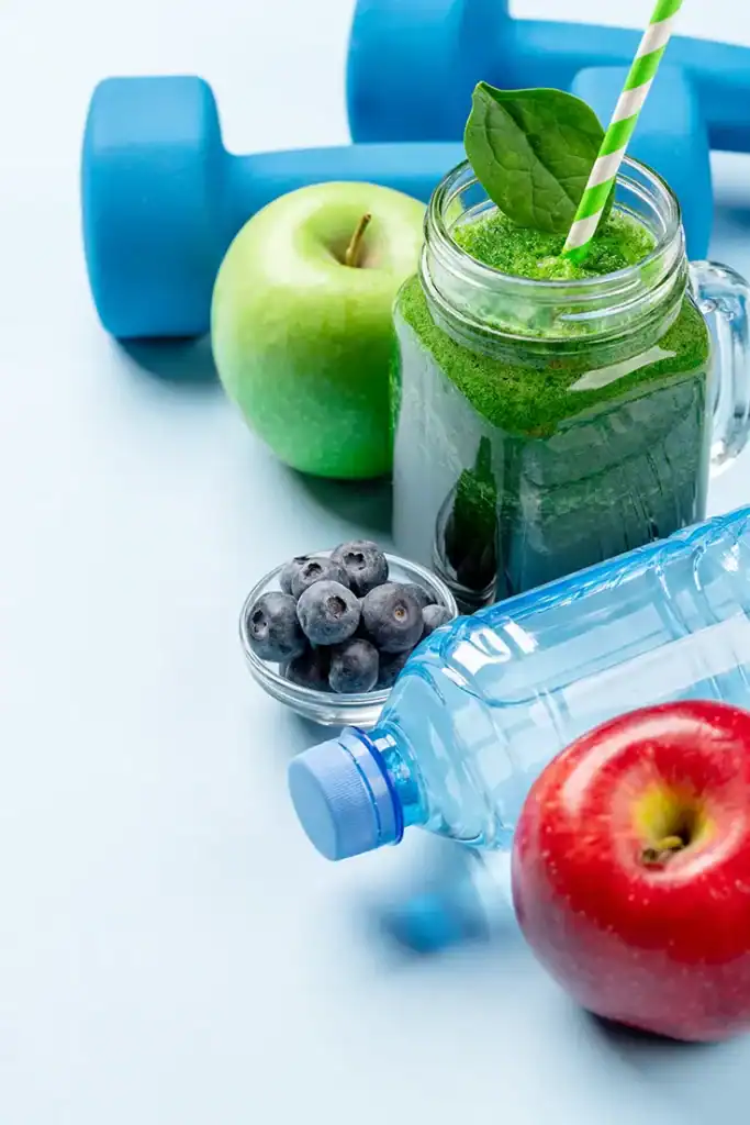 Healthy - food - and - drink - with - fitness - equipment