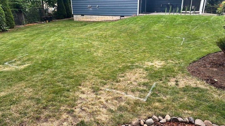 Sloped yard before the Portland Rescue Mission patio installation
