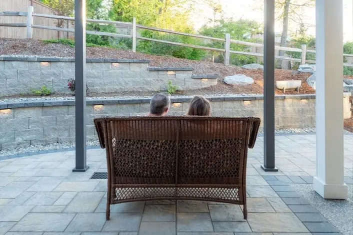 newly finished outdoor living area by paver patio contractors Longview