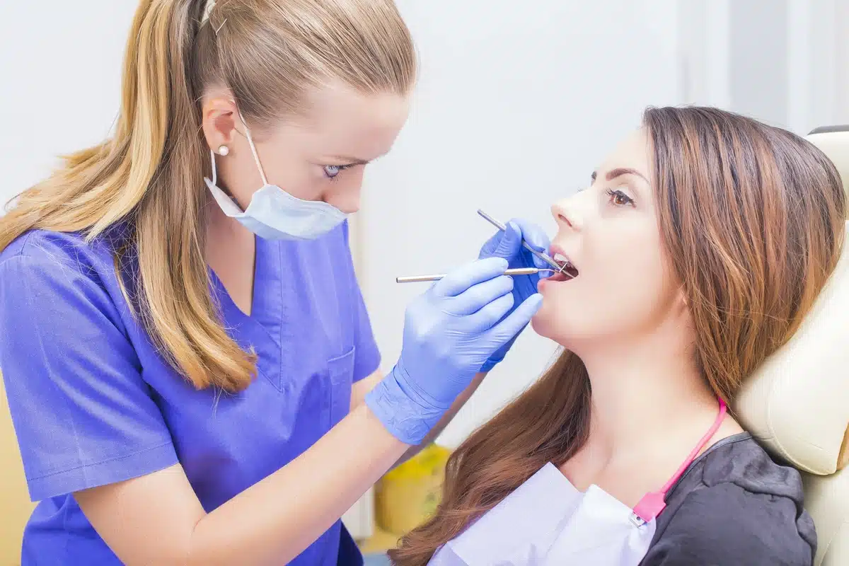 patient at the dentist office for treatment