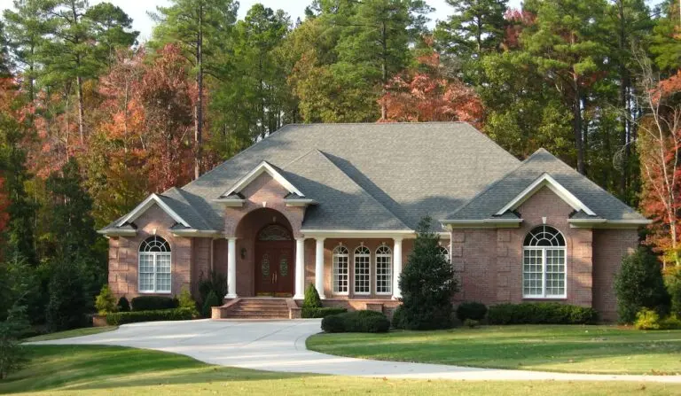 brick house with gray roof