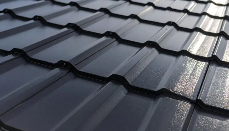 Dark gray metal roof shingles pattern