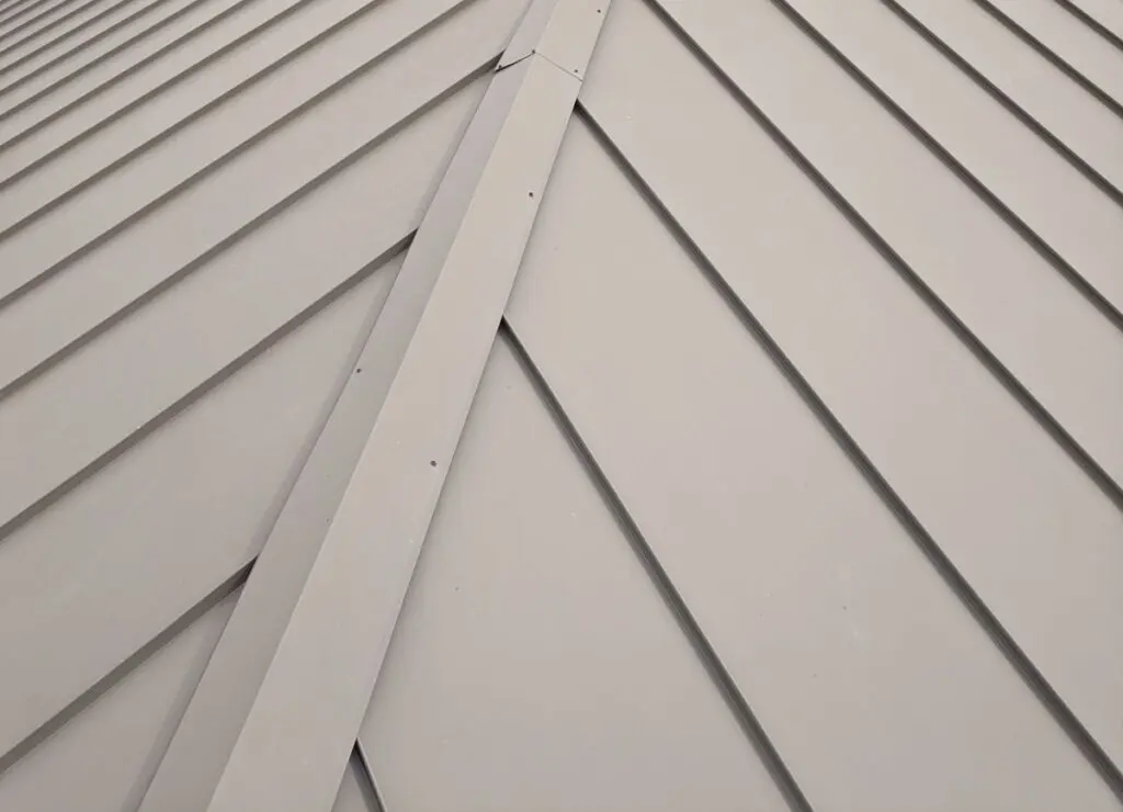 beige standing seam metal roof
