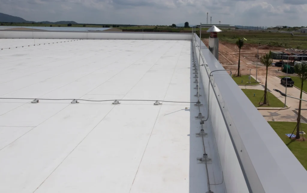 close up view of new tpo flat roof