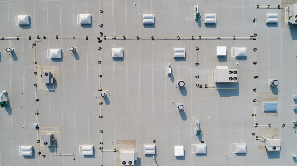 roof coatings-arial view of a commercial roof