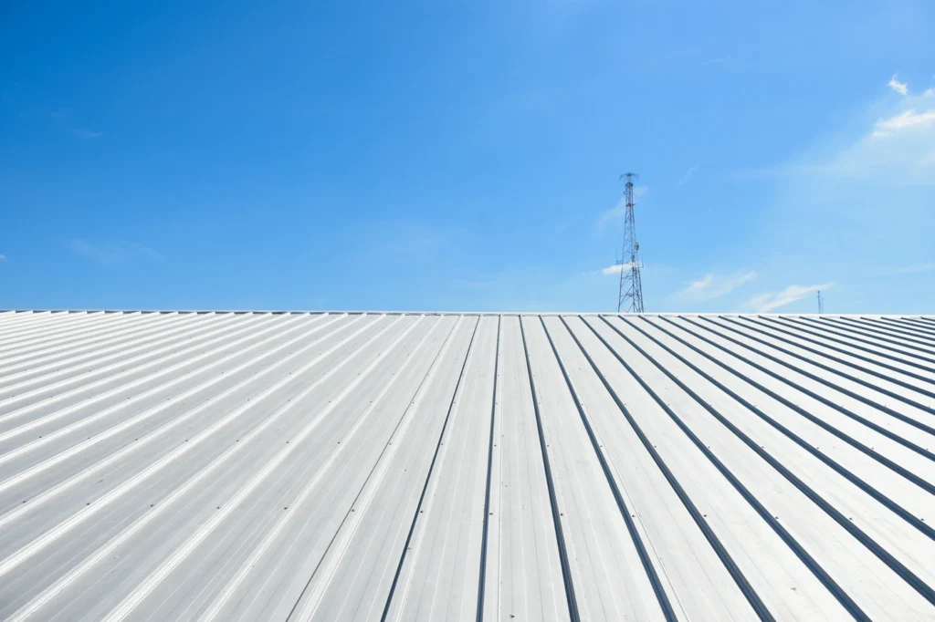 grey metal roof installed on new construction project in bowling green