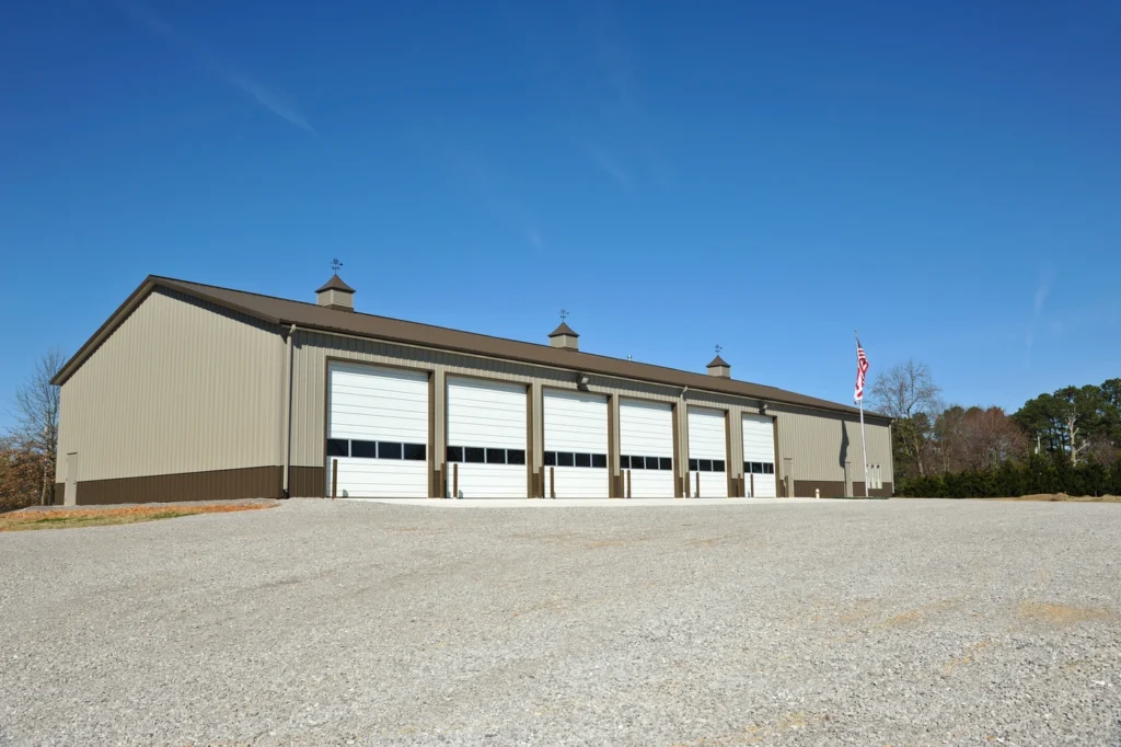 commercial building with new roof installed after severe storm damage