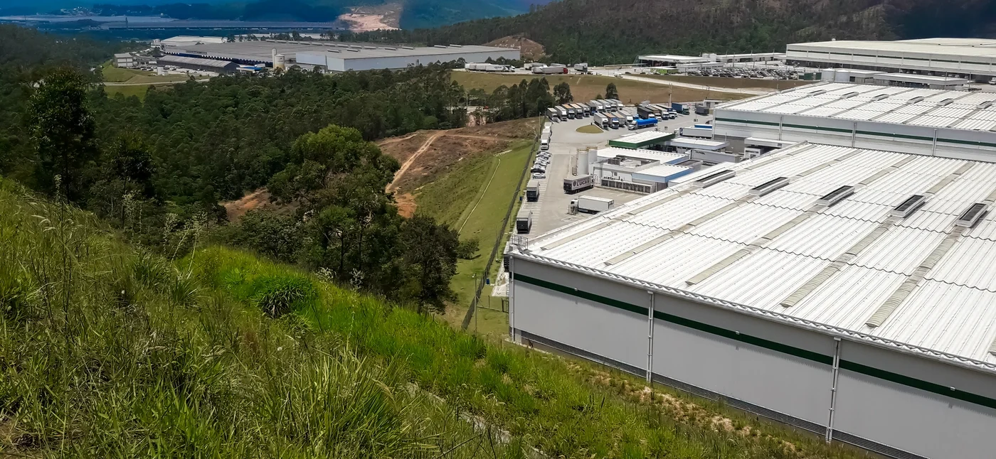 aerial view of flat commercial roof repair after storm damage