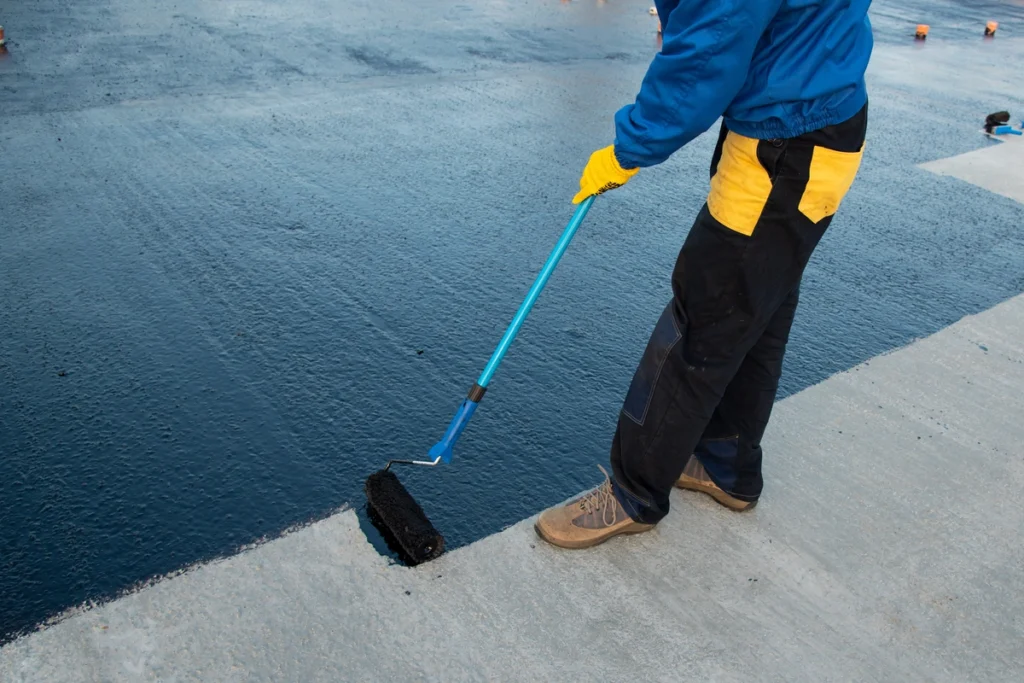 applying rubber to roof