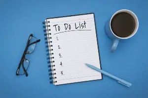 a picture of a "to do" list for divorce mediation