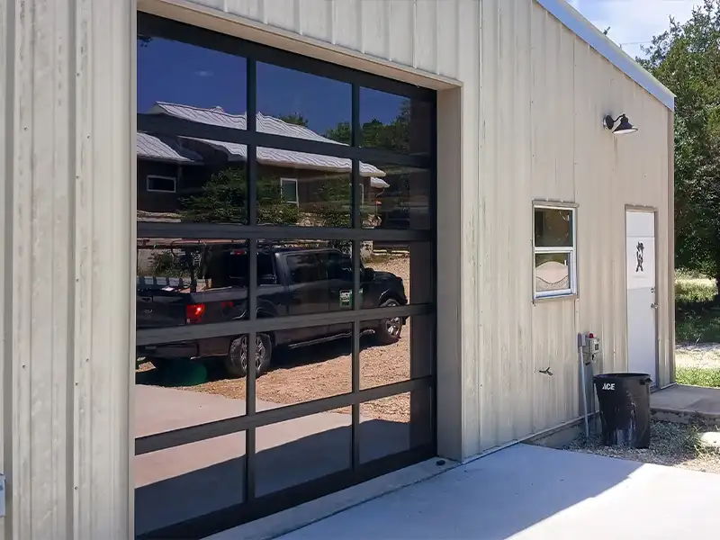 modern glass garage door