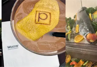 Images of food and beverage displays from Prestige events