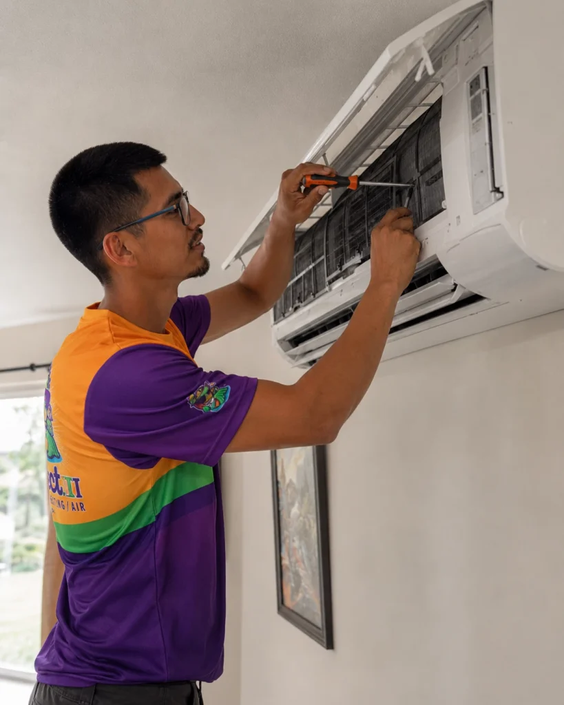 Perfect Temp professional working on indoor mini split unit