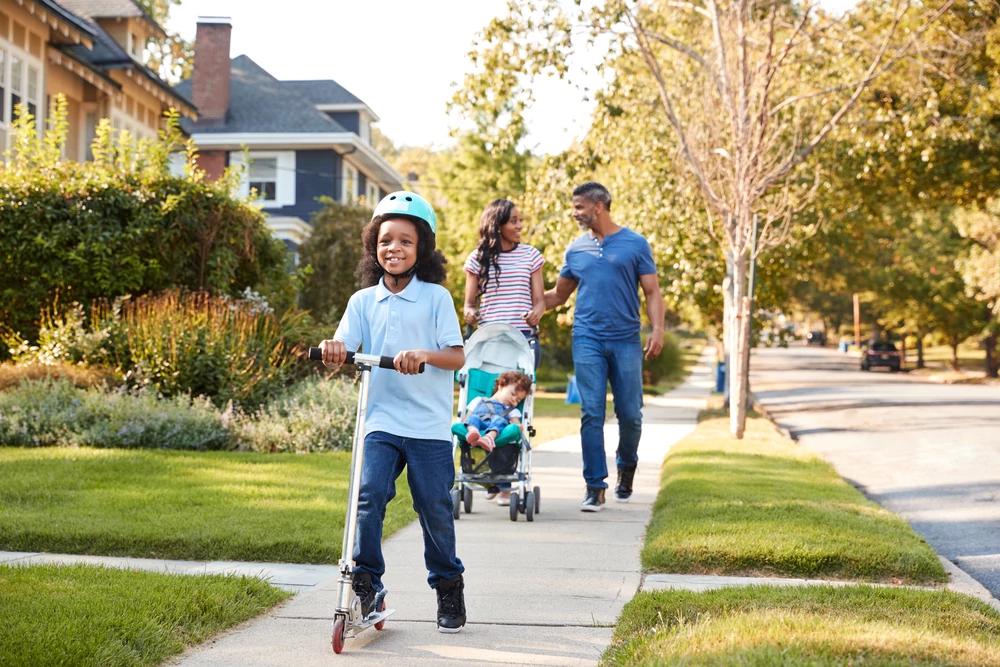 family having a walk