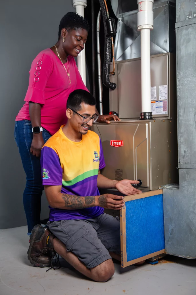 perfect temp technician with customer and furnace