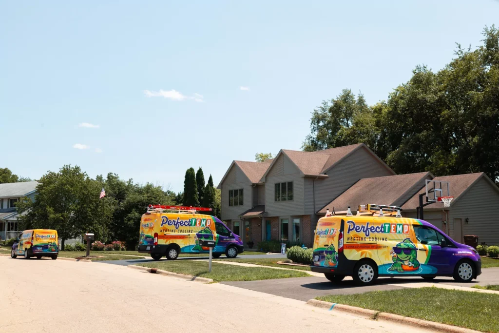 perfect temp vans parked on neighboring driveways