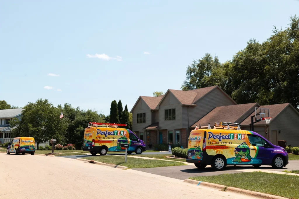 perfect temp vans arriving at suburban homes