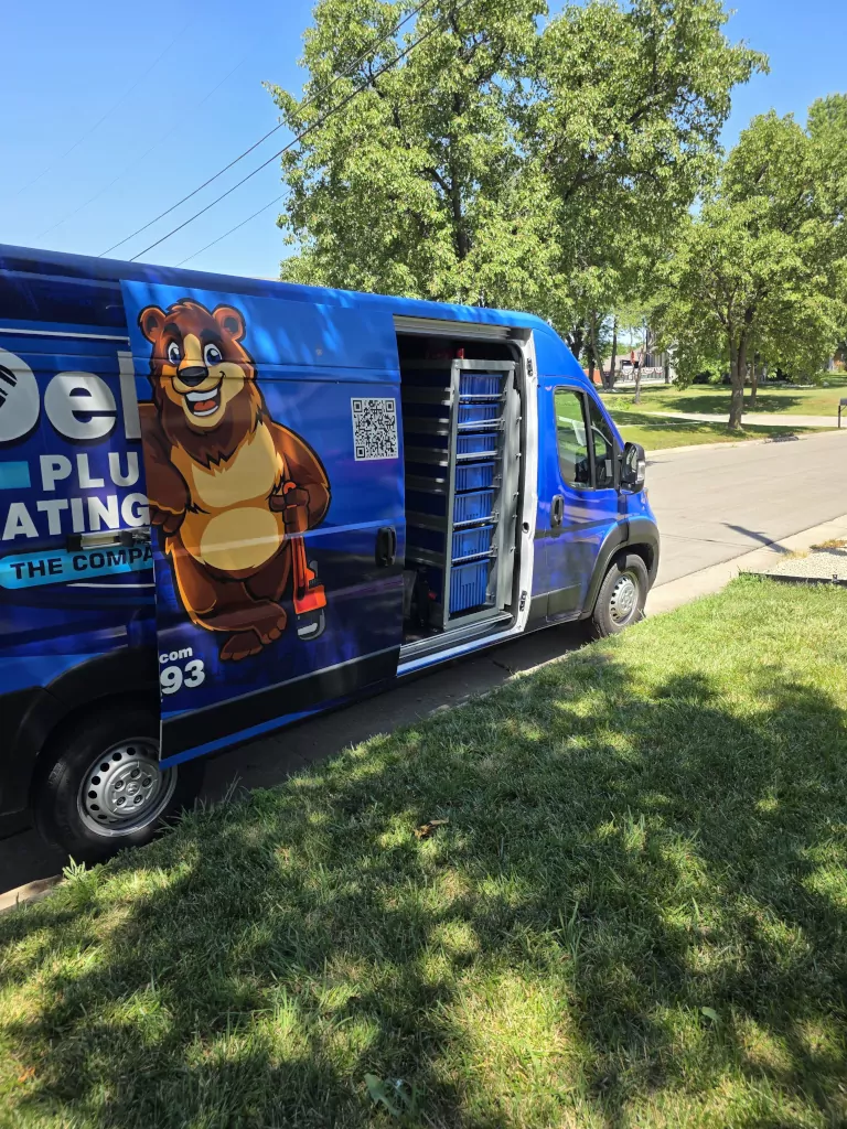 dehart van parked with door open