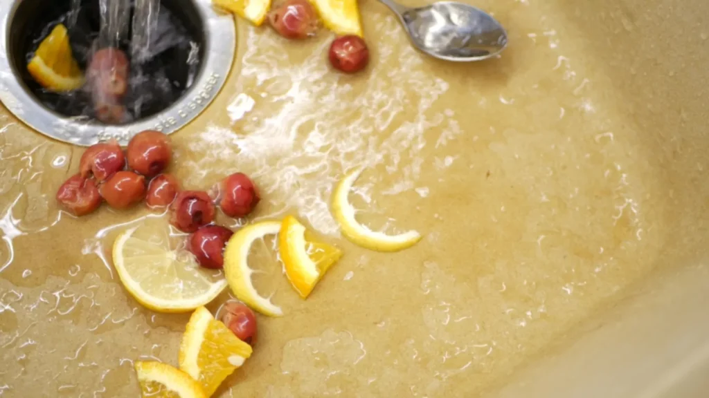 food scraps in the bottom of a sink