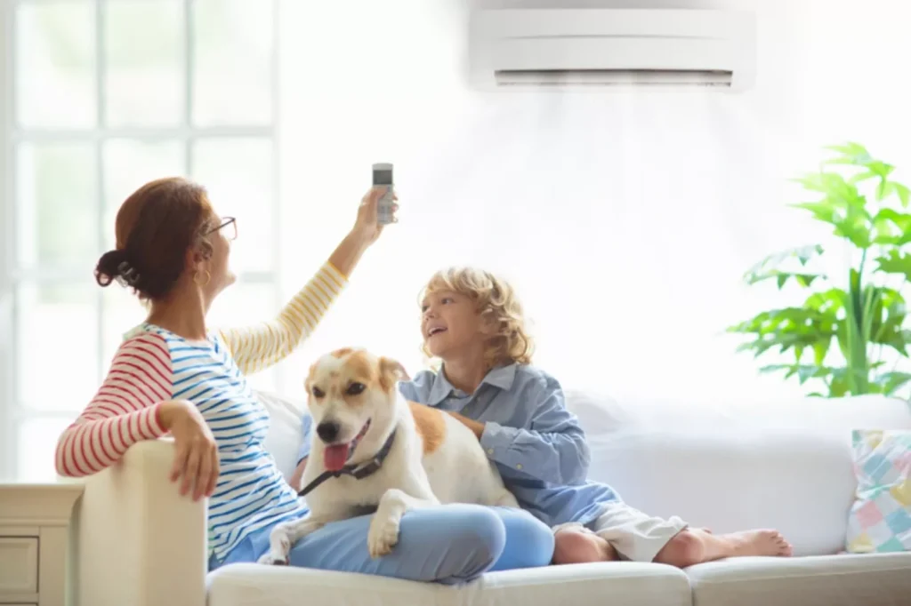 happy family enjoying ac