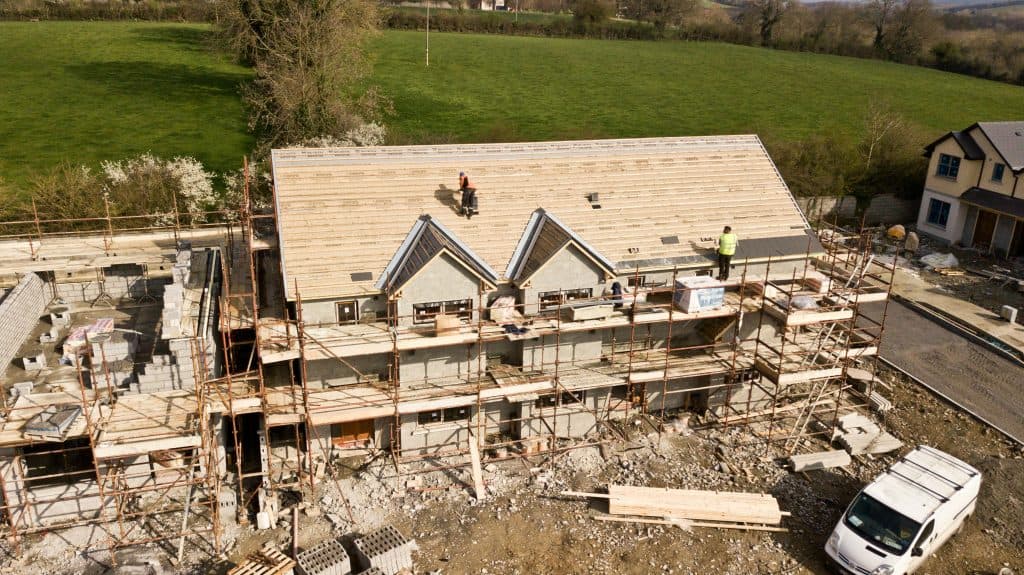 People working on roof repairs.