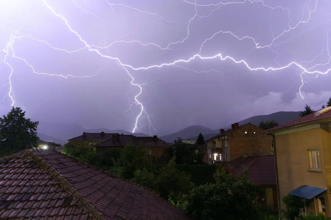 A storm over a residential area prone to severe weather