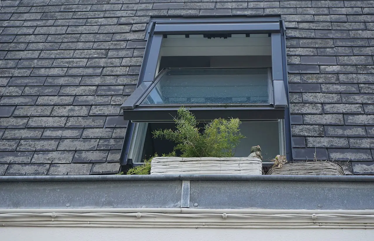 Open glass window on a roof.