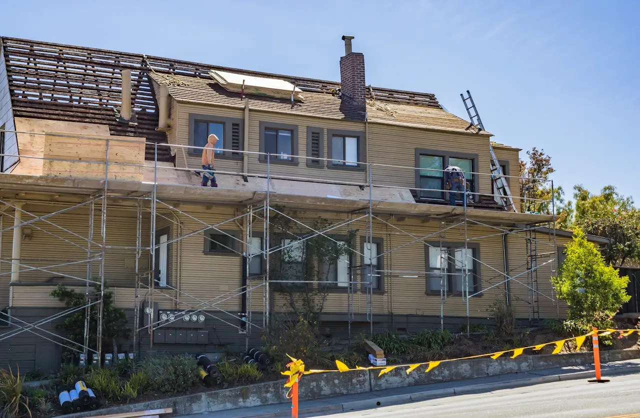 A roof repair at the detached family house