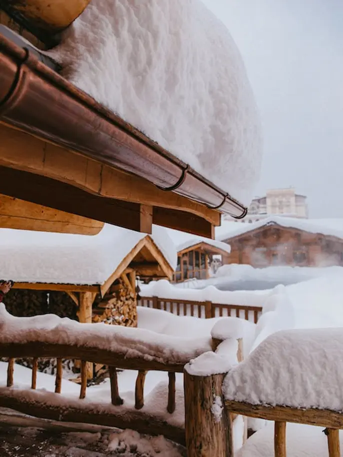 snow, roof, house