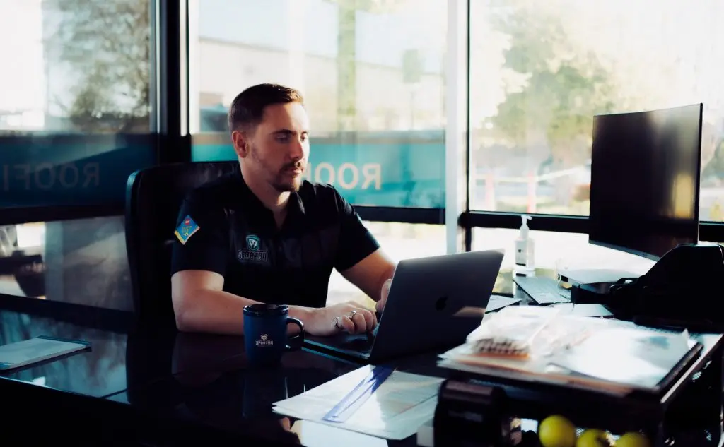 worker in front of computer
